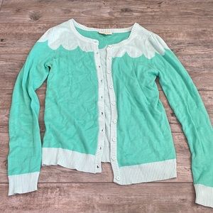ModCloth Paris Cafe Scalloped Turquoise Cardigan
